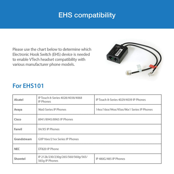 VTech VH621 Accessory Convertible DECT Office Wireless Headset for VTech and Snom DECT Business Desk Phones