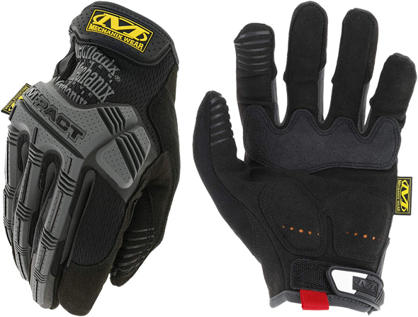 Mechanix Wear Size 10 Black And Gray M-Pact Synthetic Leather And TrekDry Full Finger Anti-Vibration Gloves With Hook And Loop Cuff, Large (MPT-58-010)