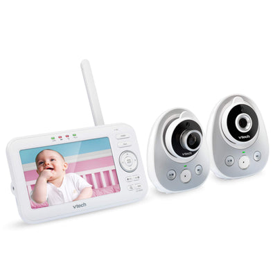 VTech VM352-2  Digital Video Baby Monitor with 2 Cameras, Wide-Angle Lens and Standard Lens, Silver and White