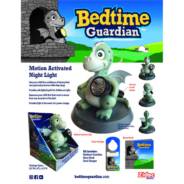 Bedtime Guardian | Motion Activated Night Light, Story Book and Door Hanger