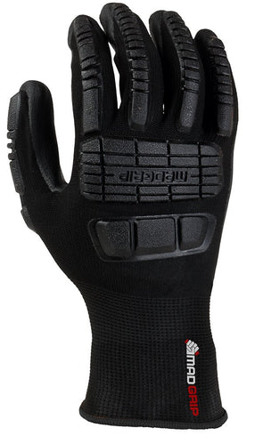 Mad Grip EIPBLKRL Ergo Impact Pu Palm Glove, Black, Large