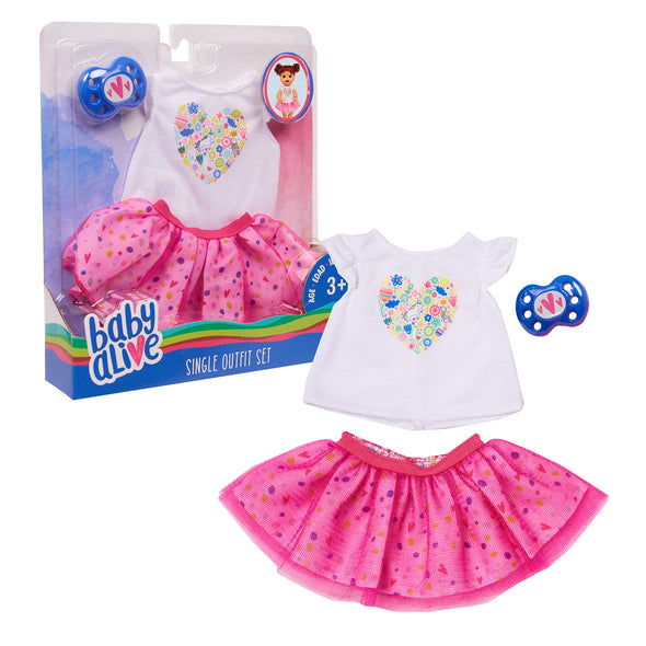 Baby Alive Single Outfit Set, White Tee Pink Tutu