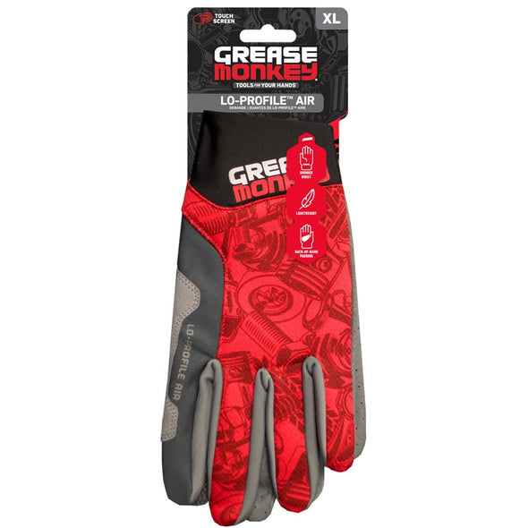Grease Monkey Gray And Red Low Profile X-Large Mechanic Gloves  3 pack