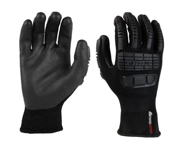 Mad Grip EIPBLKRL Ergo Impact Pu Palm Glove, Black, Large