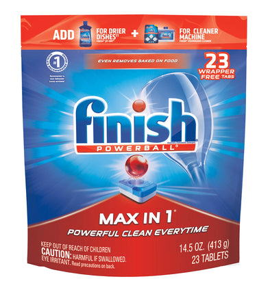 Finish Max in 1 Powerball, Dishwasher Detergent Tablets - Dish Tabs (Packaging May Vary), 23 Count (Pack of 1)