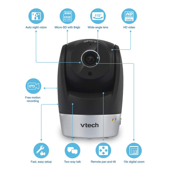 VTech VC9511 Wi-Fi IP Camera with 1080p Full HD, Remote Pan & Tilt, Free Live Streaming, Free Motion-Detected Recording