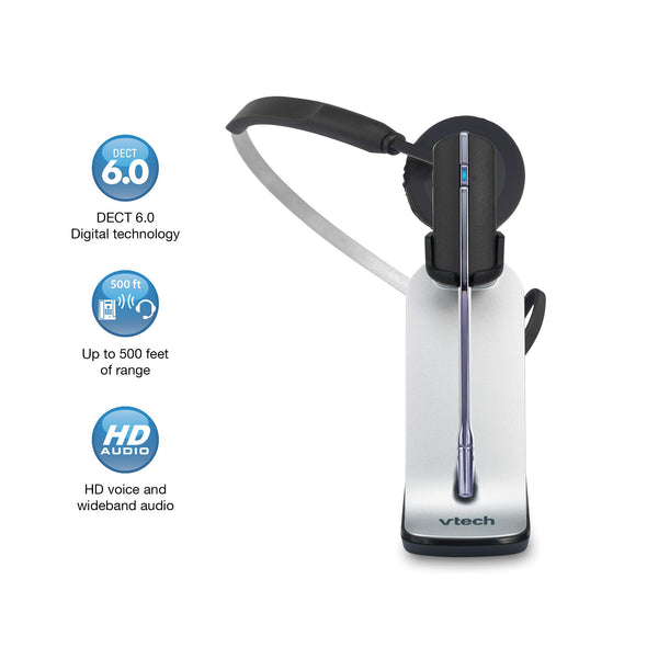 VTech VH621 Accessory Convertible DECT Office Wireless Headset for VTech and Snom DECT Business Desk Phones