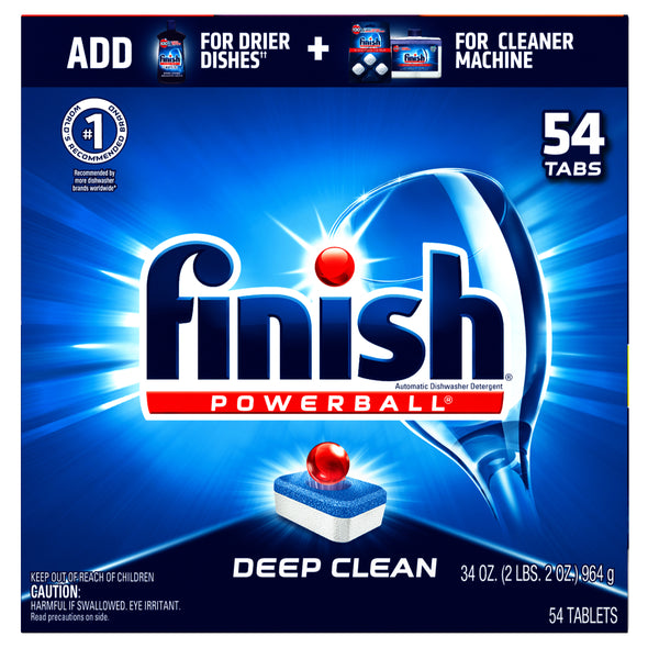 Finish All-in-One Dishwasher Detergent Powerball Tablets, Fresh Scent 54 Count