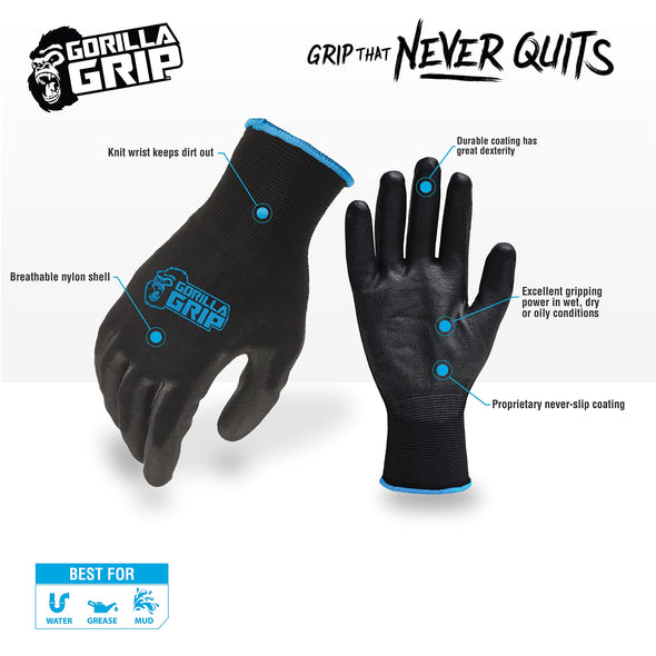 Gorilla Grip Slip Resistant All Purpose Work Gloves